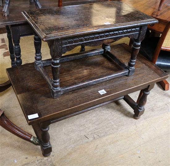 Oak stool & coffee table